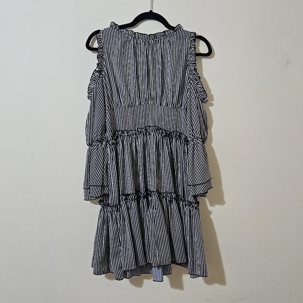 Maje Radise Cold-Shoulder Striped Dress